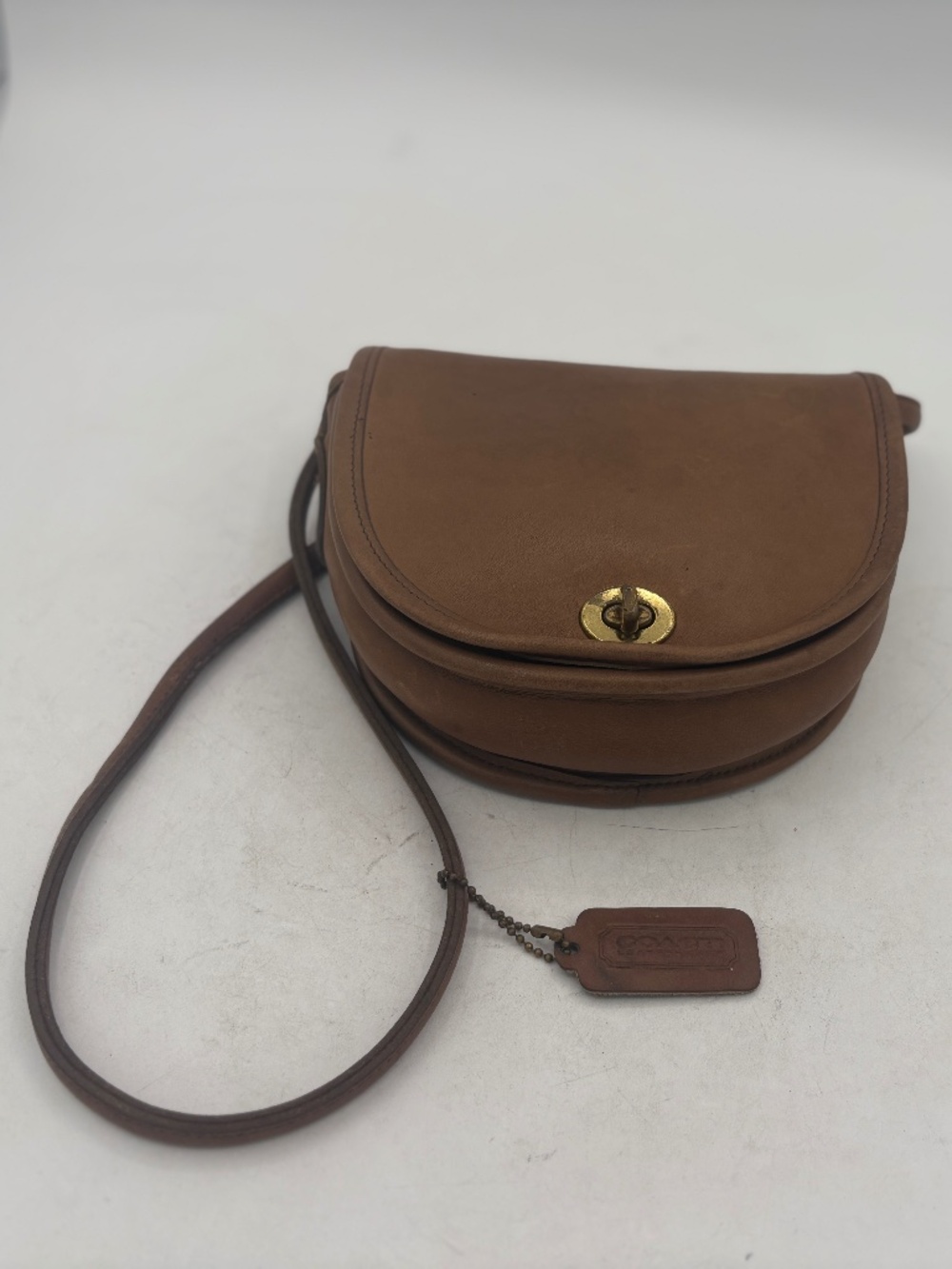 Vintage Coach 70s-80s Tabac Putty Brown Brown Mini Bag Purse Handbag w/ Hang Tag